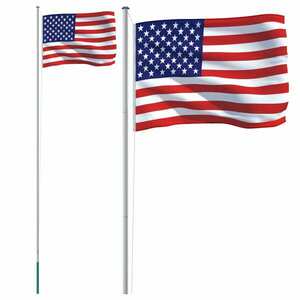vidaXL alumínium amerikai zászló és rúd 6, 23 m kép