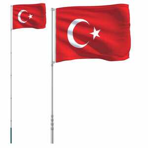 vidaXL török alumínium zászló és rúd 5, 55 m kép