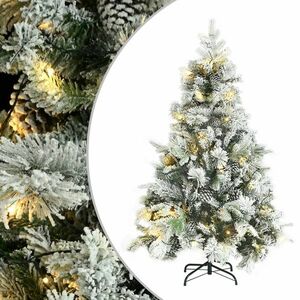 vidaXL PVC és PE megvilágított karácsonyfa hóval/fenyőtobozzal 150 cm kép