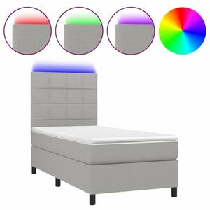vidaXL világosszürke szövet rugós és LED-es ágy matraccal 80 x 200 cm kép