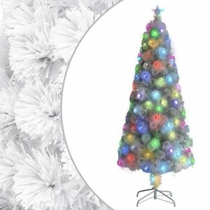 vidaXL fehér száloptikás megvilágított műkarácsonyfa 210 cm kép