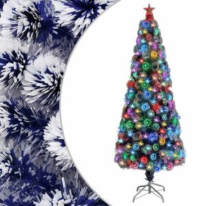 vidaXL fehér és kék száloptikás megvilágított műkarácsonyfa 240 cm kép