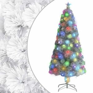 vidaXL fehér száloptikás megvilágított műkarácsonyfa 150 cm kép
