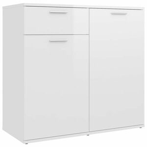 Magasfényű fehér forgácslap tálalószekrény 80 x 36 x 75 cm kép
