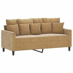vidaXL kétszemélyes barna bársony kanapé 140 cm kép
