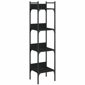vidaXL 4 szintes fekete szerelt fa könyvespolc 35 x 30 x 138, 5 cm kép