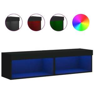 vidaXL 2 db fekete TV-szekrény LED-világítással 60 x 30 x 30 cm kép