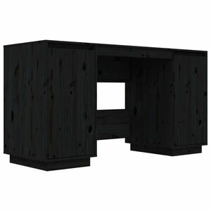 vidaXL fekete tömör fenyőfa íróasztal 140 x 50 x 75 cm kép