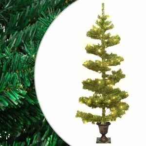vidaXL zöld PVC kivilágított kacskaringós karácsonyfa kaspóval 120 cm kép