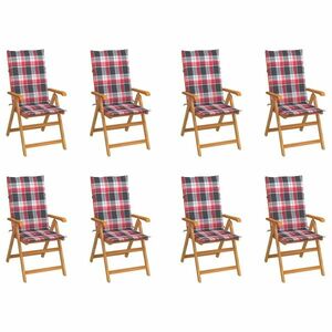 vidaXL 8 db dönthető tömör tíkfa kerti szék párnákkal kép