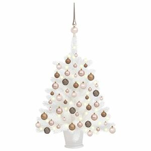 vidaXL fehér megvilágított műkarácsonyfa gömb szettel 65 cm kép