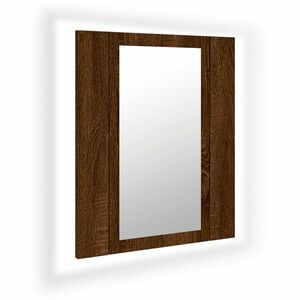 vidaXL barnatölgy színű szerelt fa tükrös szekrény LED-del 40x12x45 cm kép