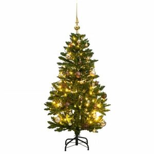 vidaXL csuklópántos műkarácsonyfa 150 LED-del és gömbökkel 120 cm kép