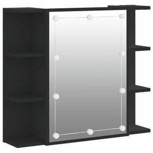 vidaXL fekete tükrös szekrény LED-ekkel 70 x 16, 5 x 60 cm kép