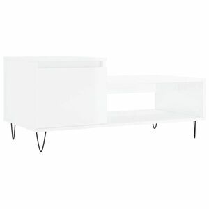 vidaXL magasfényű fehér szerelt fa dohányzóasztal 100 x 50 x 45 cm kép