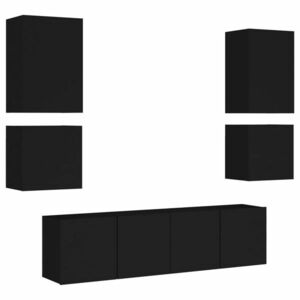 vidaXL 6 darab fekete szerelt fa falra szerelhető TV-bútor kép