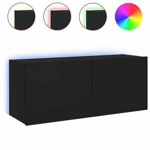 vidaXL fekete fali TV-szekrény LED-világítással 100x35x41 cm kép