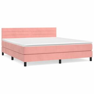 vidaXL rózsaszín bársony rugós ágy matraccal 180x200 cm kép