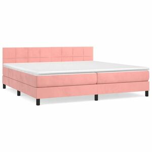 vidaXL rózsaszín bársony rugós ágy matraccal 200x200 cm kép