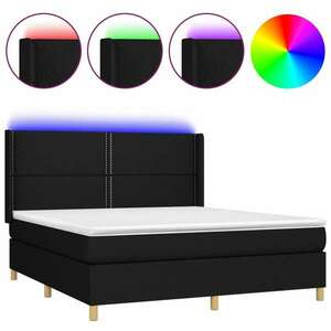 vidaXL fekete szövet rugós és LED-es ágy matraccal 160x200 cm kép