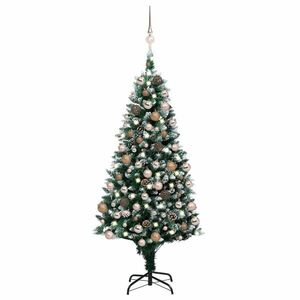 vidaXL megvilágított műkarácsonyfa gömb szettel és tobozzal 180 cm kép