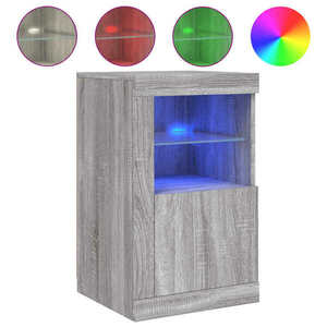 vidaXL szürke sonoma színű szerelt fa tálalószekrény LED-világítással kép