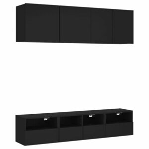 vidaXL 5 darab fekete szerelt fa falra szerelhető TV-bútor kép