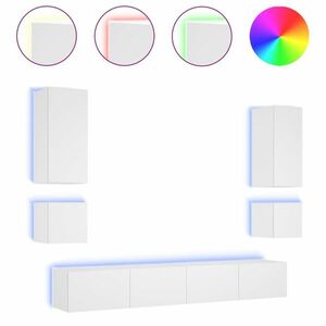 vidaXL 6 darab fehér falra szerelhető TV-szekrény LED-del kép