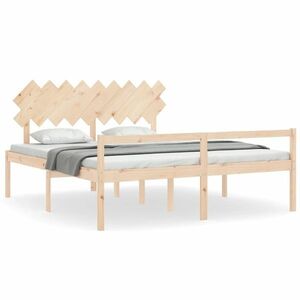 vidaXL tömör fa ágy időseknek fejtámlával Super King Size kép