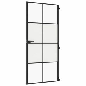 vidaXL fekete edzett üveg és alumínium vékony beltéri ajtó 93x201, 5 cm kép
