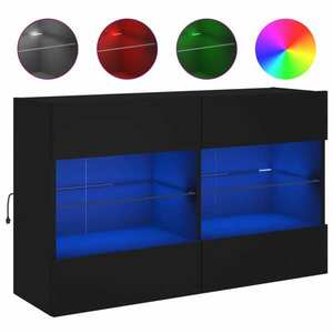 vidaXL fekete fali TV-szekrény LED-világítással 98, 5x30x60, 5 cm kép