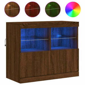 vidaXL barna tölgy színű tálalószekrény LED-ekkel 81 x 37 x 67 cm kép