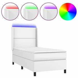 vidaXL fehér műbőr rugós ágy matraccal és LED-del 80 x 200 cm kép