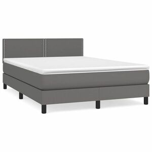 vidaXL szürke műbőr rugós ágy matraccal 140x190 cm kép