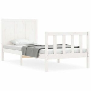 vidaXL fehér tömör fa ágykeret fejtámlával Small Single kép