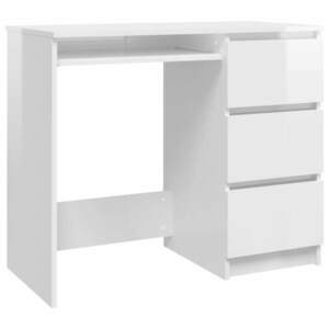vidaXL fehér magasfényű forgácslap íróasztal 90 x 45 x 76 cm kép