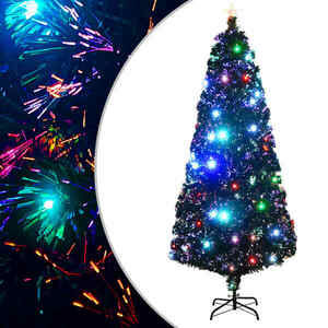 vidaXL száloptikás megvilágított karácsonyfa állvánnyal 210 cm kép
