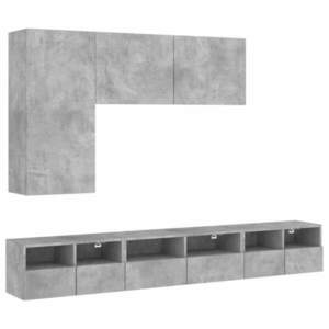 vidaXL 5 darab betonszürke szerelt fa fali TV-szekrény kép
