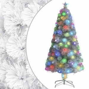vidaXL fehér száloptikás megvilágított műkarácsonyfa 120 cm kép