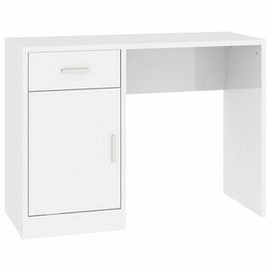 vidaXL magasfényű fehér faanyag fiókos/rekeszes íróasztal 100x40x73 cm kép