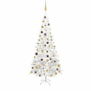 vidaXL fehér megvilágított műkarácsonyfa gömb szettel 240 cm L kép