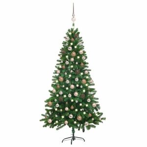 vidaXL zöld megvilágított műkarácsonyfa gömb szettel 180 cm kép