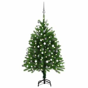 vidaXL zöld megvilágított műkarácsonyfa gömb szettel 120 cm kép