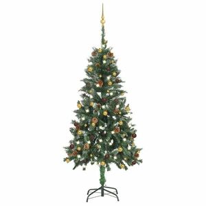 vidaXL megvilágított műkarácsonyfa gömb szettel 150 cm kép