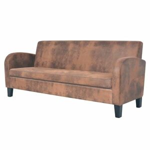 vidaXL háromszemélyes barna művelúr kanapé kép