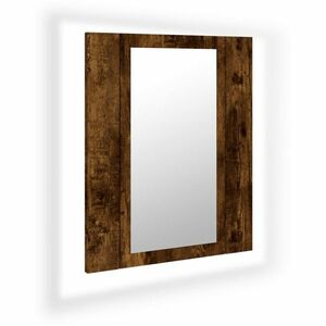 vidaXL füstöstölgy színű szerelt fa LED-es tükrös szekrény 40x12x45 cm kép
