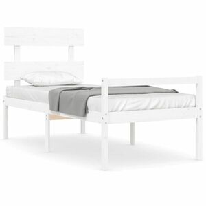vidaXL fehér tömör fa ágy időseknek fejtámlával Small Single kép