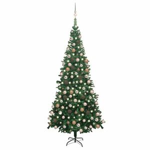 vidaXL zöld megvilágított műkarácsonyfa gömb szettel 240 cm L kép