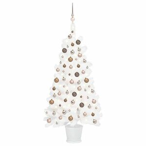 vidaXL fehér megvilágított műkarácsonyfa gömb szettel 90 cm kép