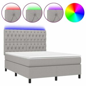 vidaXL világosszürke szövet rugós és LED-es ágy matraccal 140x200 cm kép